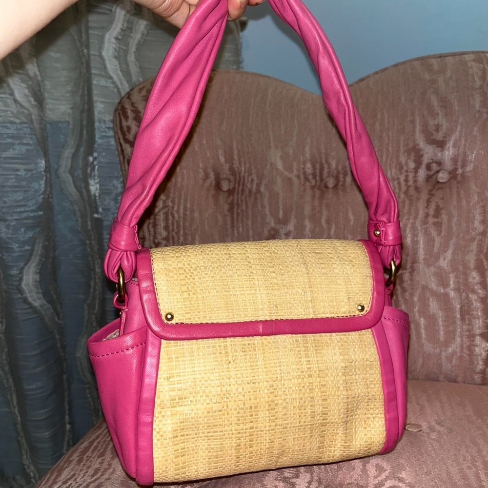 Coach Straw & Leather Shoulder Bag – Style 42475 - Picture 2 of 9